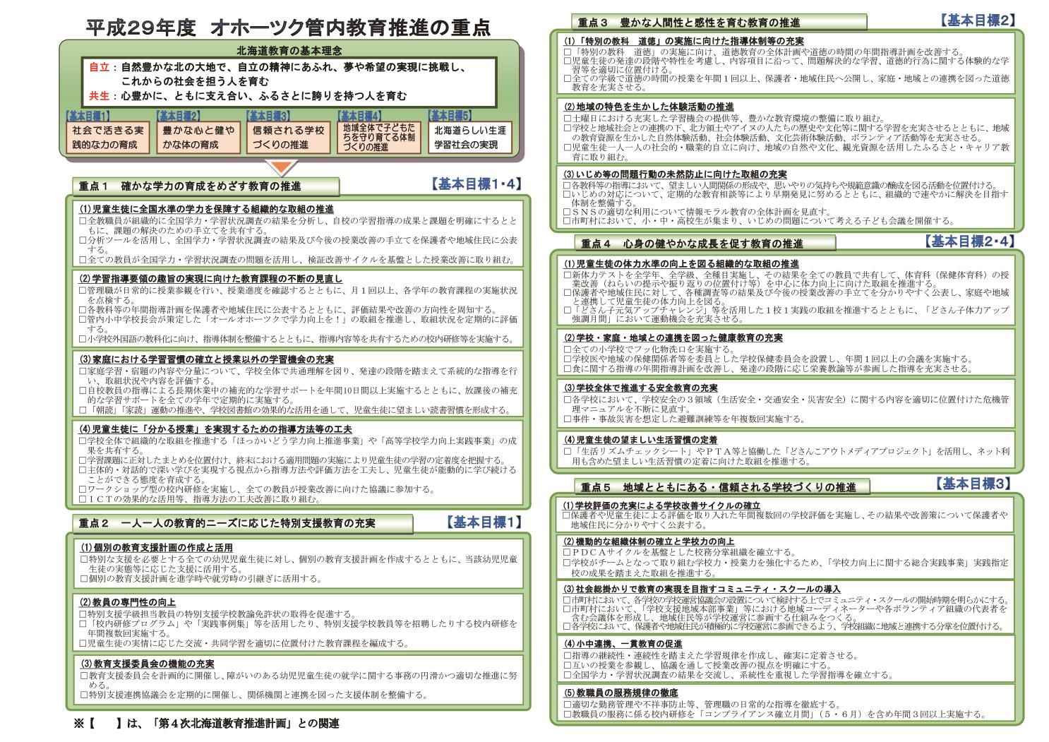 オホーツク管内教育推進の重点