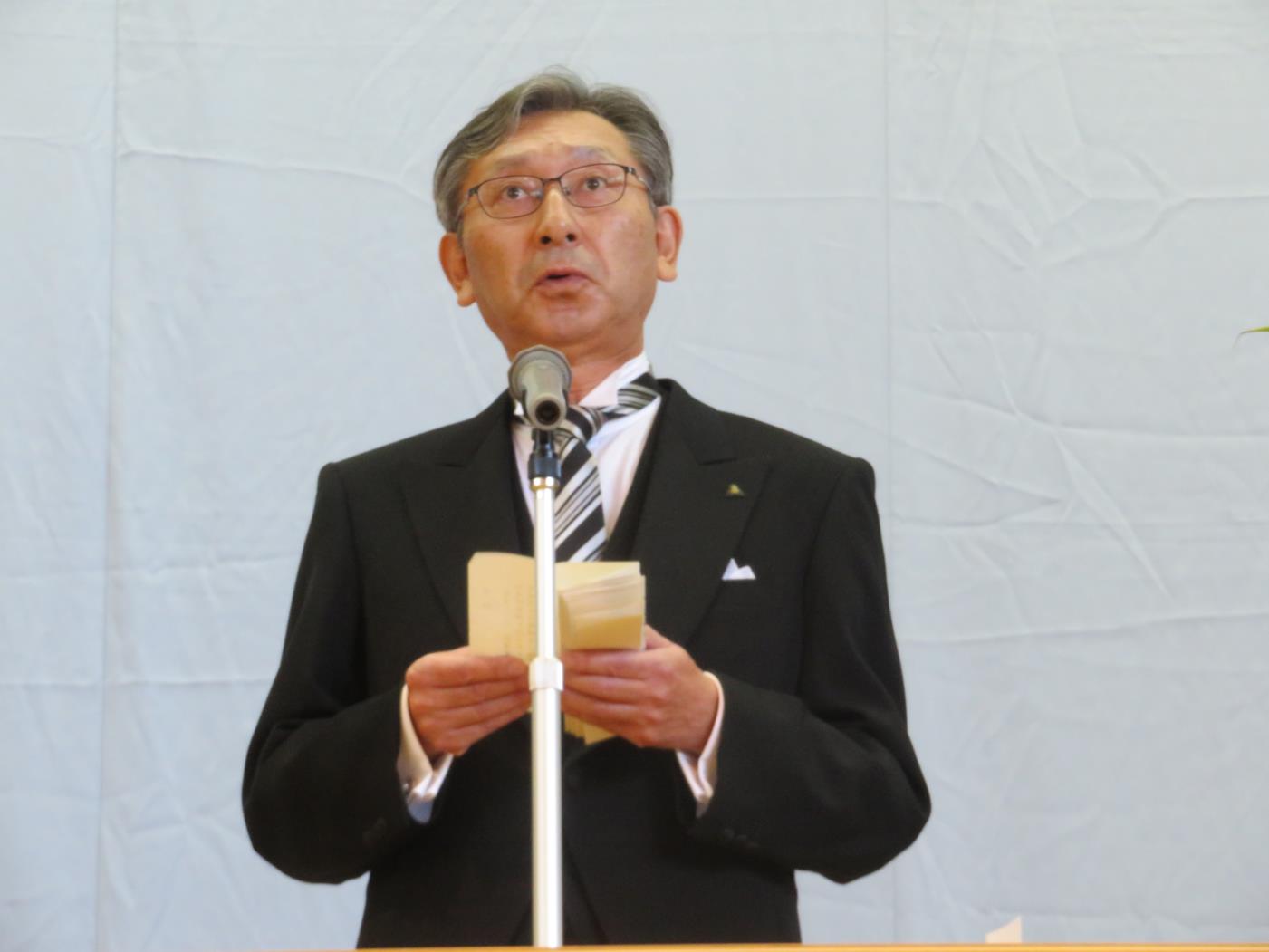 池田高１００周年記念式典・鶴喰校長