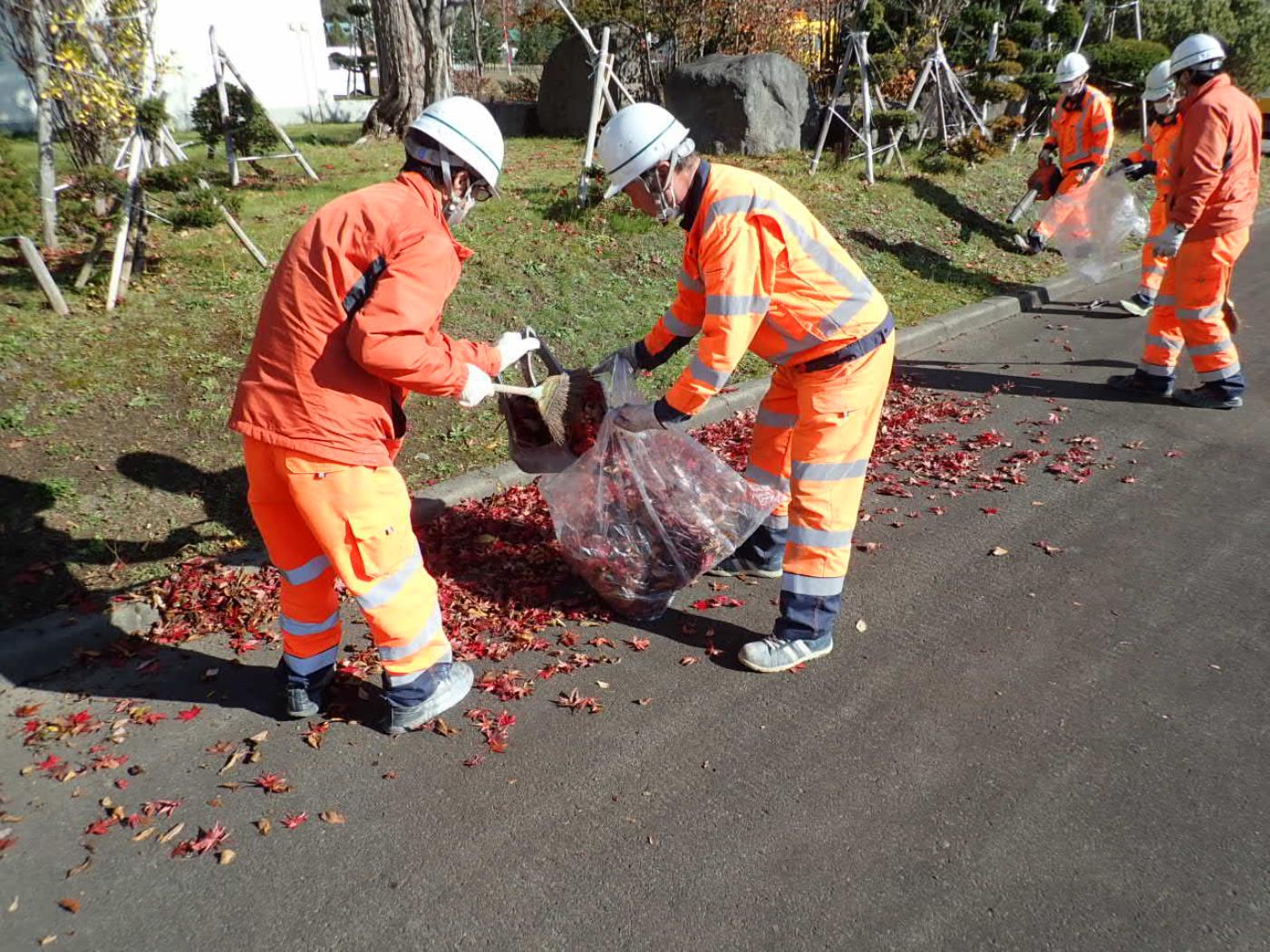 上川中で建設業者がボランティア