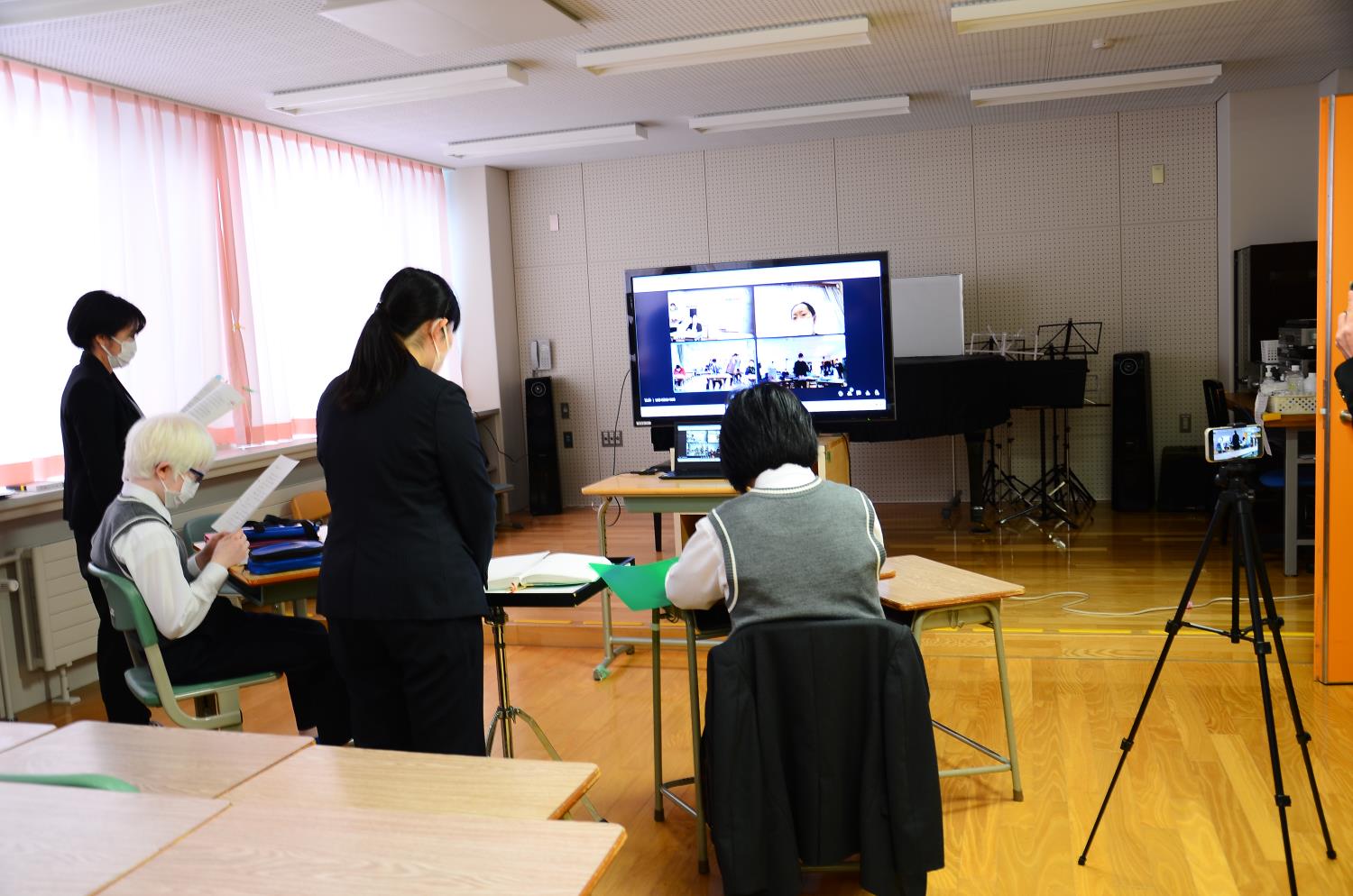 札幌視覚支援と旭川盲が合同授業